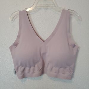 Skinny Girl Lounge Bra Blush Lazer Cut Lounge Removable Pads Size XL  V Neck